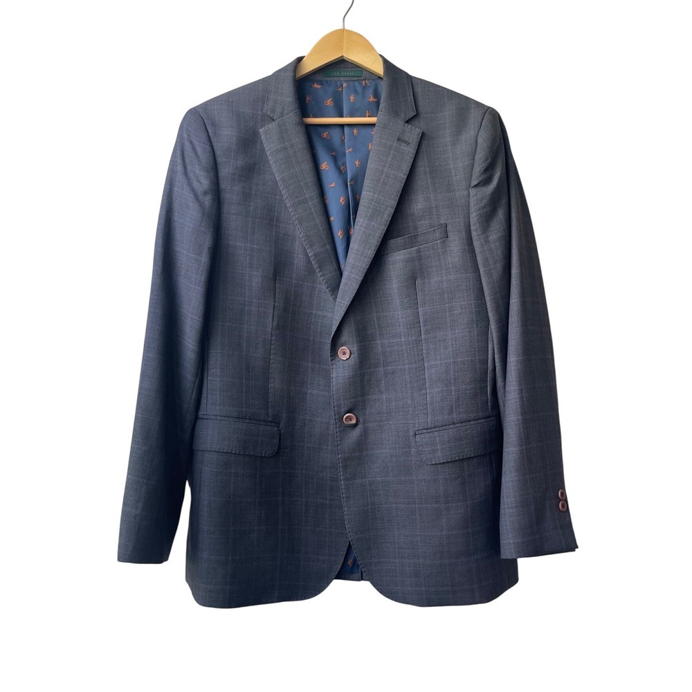 TED BAKER LONDON Endurance Modern Fit Plaid Wool Blazer 44R Jacket Tailored